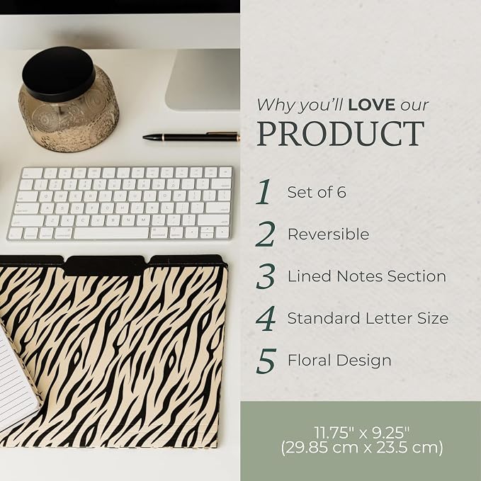 Steel Mill & Co. Set of 9 File Folders Decorative, Leopard | Thick Sturdy File - Image 2