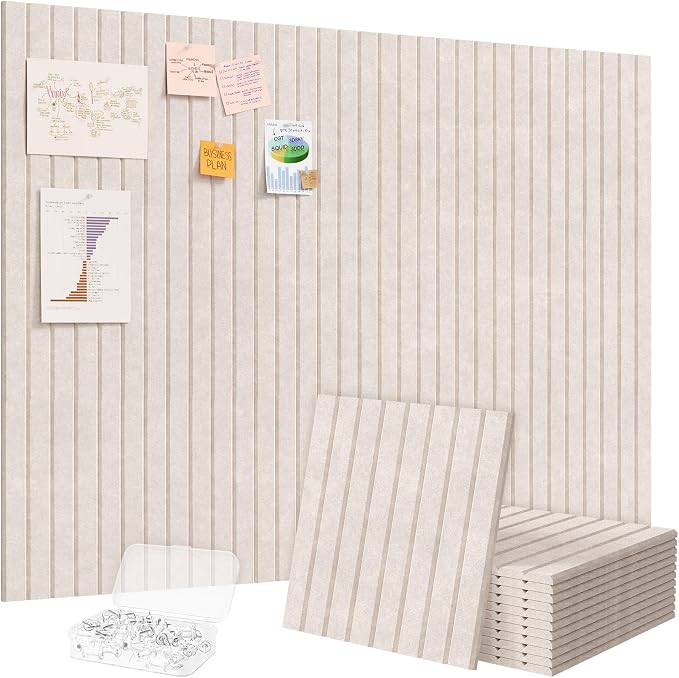 Lifewit Felt Slatted Bulletin Board, 12 Pack Self-Adhesive Panel, Cork Board by Lifewit