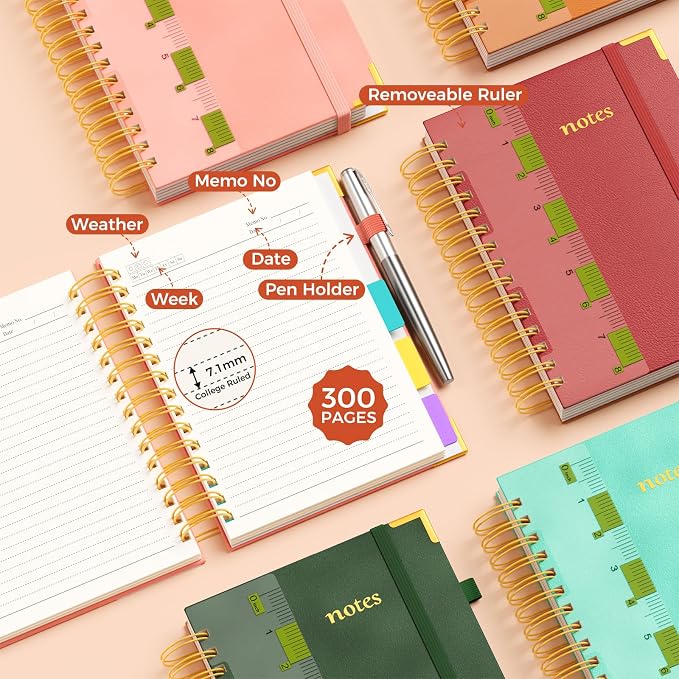 XYark A5 Hardcover Spiral Notebook, 6.3"x8.5" College Ruled Notebooks - Image 6