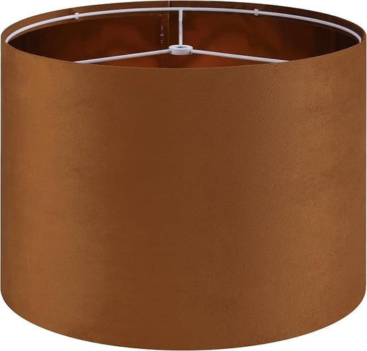 GO&SO Large Lampshade Replacement, Burnt Orange Velvet Drum Lamp Shades Set of by GOSO