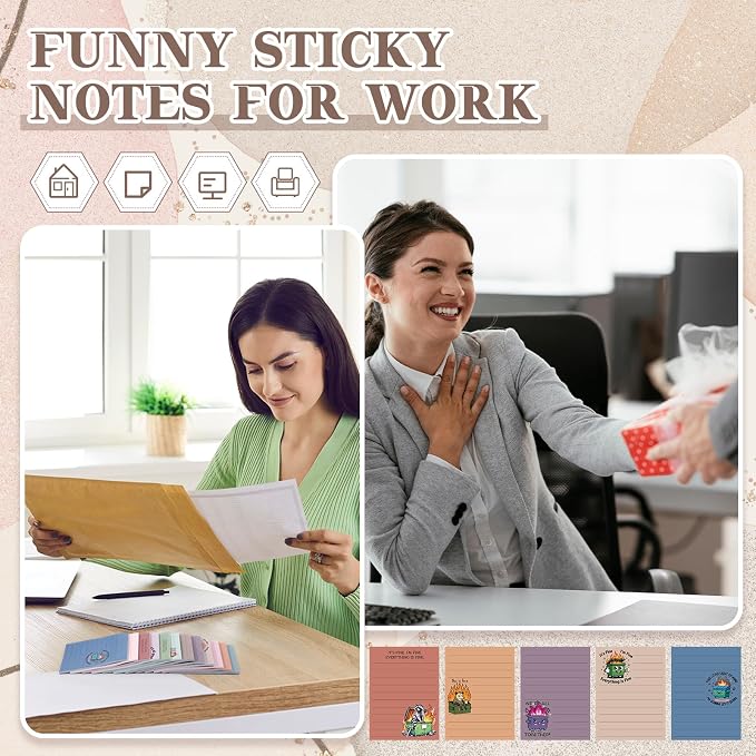 12 Pcs Funny Sticky Notes for Work 4x3 Inches Sarcastic Self Adhesive Notepads - Image 4