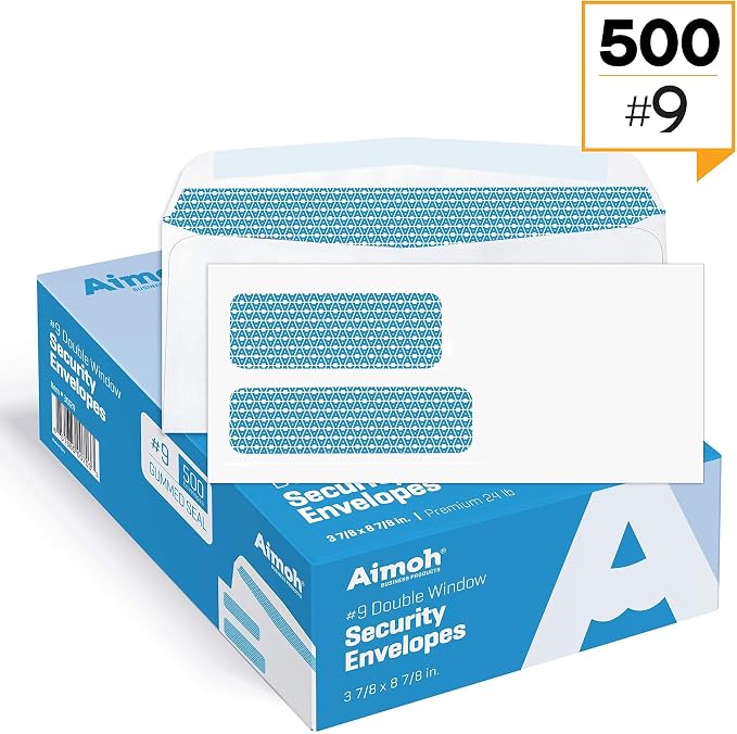 Aimoh #9 Double Window Security Business Mailing Envelopes - Image 2