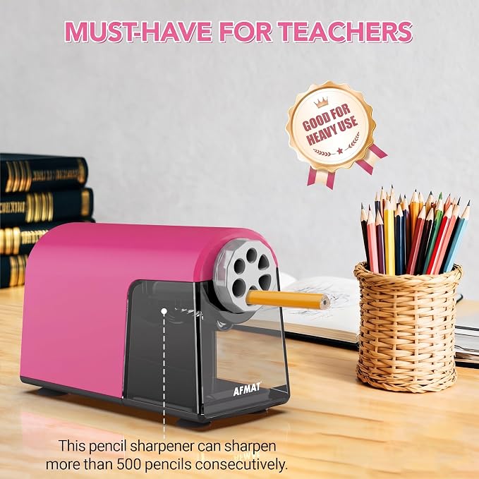 AFMAT Electric Pencil Sharpener Heavy Duty, 6 Holes, Cordless & Rechargeable - Image 7