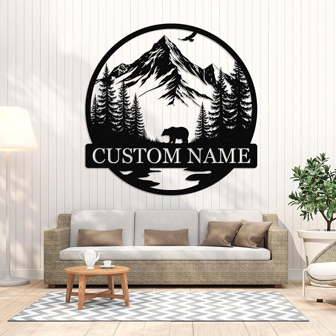 Dyoart Personalized Bear Metal Cabin Sign | Custom Signs Outdoor Metal | Cabin - Image 3