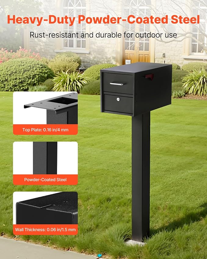 VEVOR Mailbox Post, Steel In-Ground Mounting Mail Box Stand - Image 4