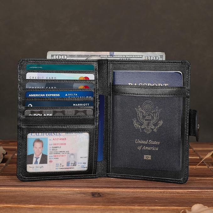 Polare Luxury RFID Blocking Leather Passport Holder Travel Wallet - Image 7