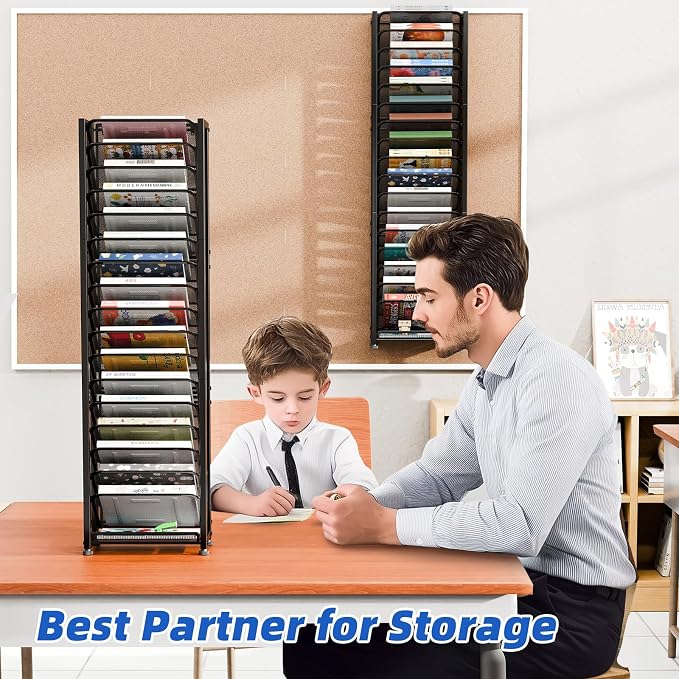 Simple Trending Wall File Organizer, 18-Tier Mesh Hanging Paper Document Folder - Image 7