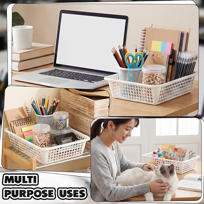 Zhehao 14 x 10 x 3 Inch 16 Pack Paper Organizer Basket Small Plastic Storage - Image 3
