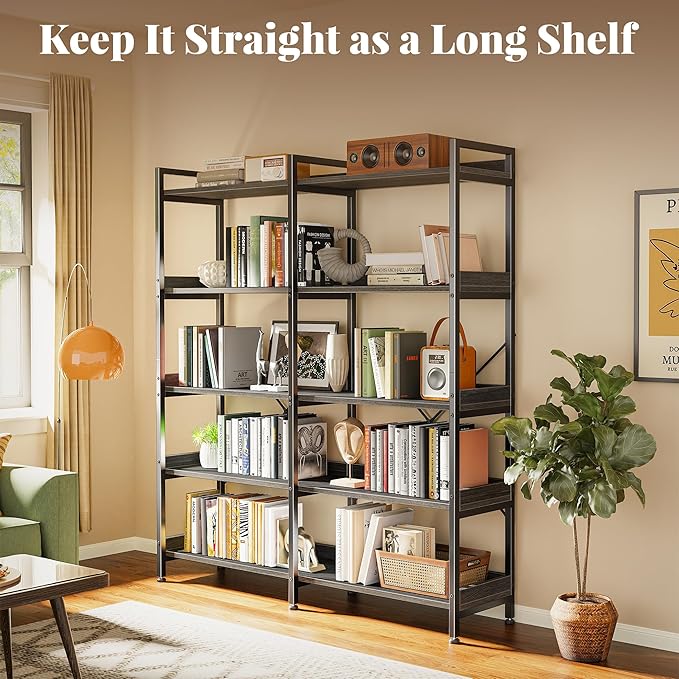 Huuger 5 Tier Bookshelf, Display Bookshelf - Image 4