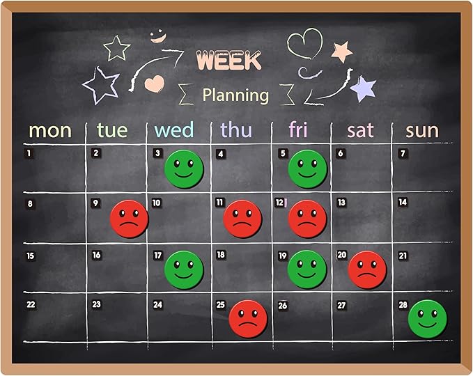 25 Pcs 1” Double-Sided Red Green Smiley Face Magnets, Flip Over Colored Magnetic Dots for Whiteboard, Refrigerator, Office (25, Happy/Sad-Colors)-DeskLoop Office