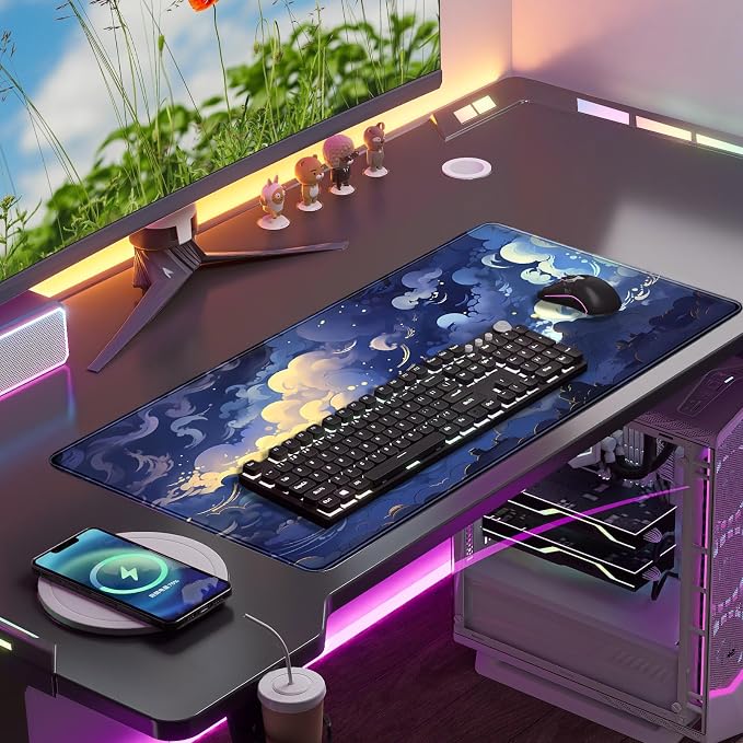 Pastel Large Mouse Pad Blue Desk Mat Aesthetic Sky Kawaii Gaming Mouse Pad XXL - Image 3