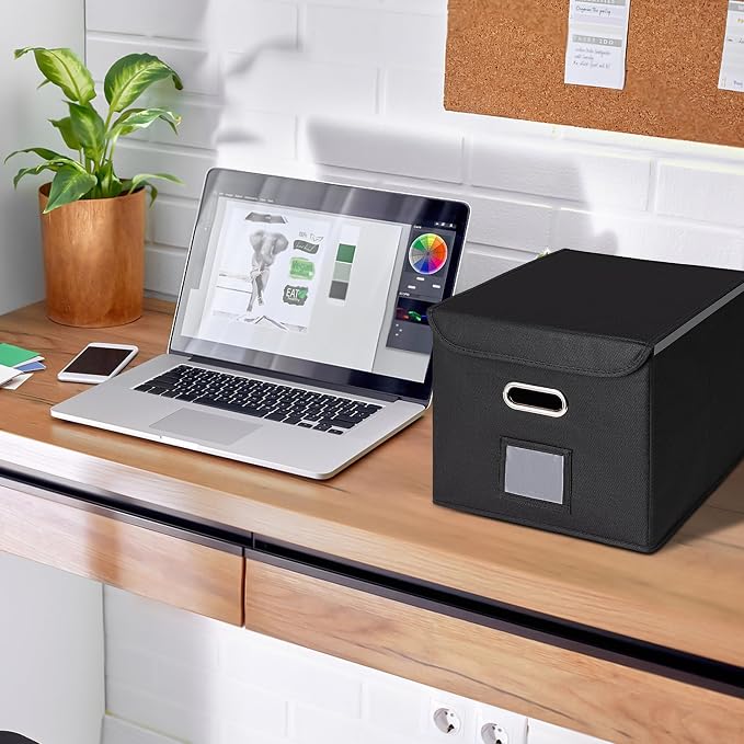 File Organizer Box with Lid, Large Hanging File Folder Organizer with Plastic - Image 7