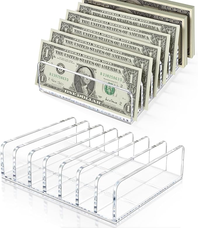 Vowcarol 2 Packs Acrylic Mail Organizer 7 Slots Cash Tray - Image 2