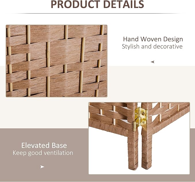 NicBex Room Divider 6 Panel Room Dividers with Woven Rattan Design Partition Room Dividers and Folding Privacy Screens 6 FT Wall Divider for Office,Room Separation,106.25"W x 0.75"D x 70.75"H, Natural-DeskLoop Office
