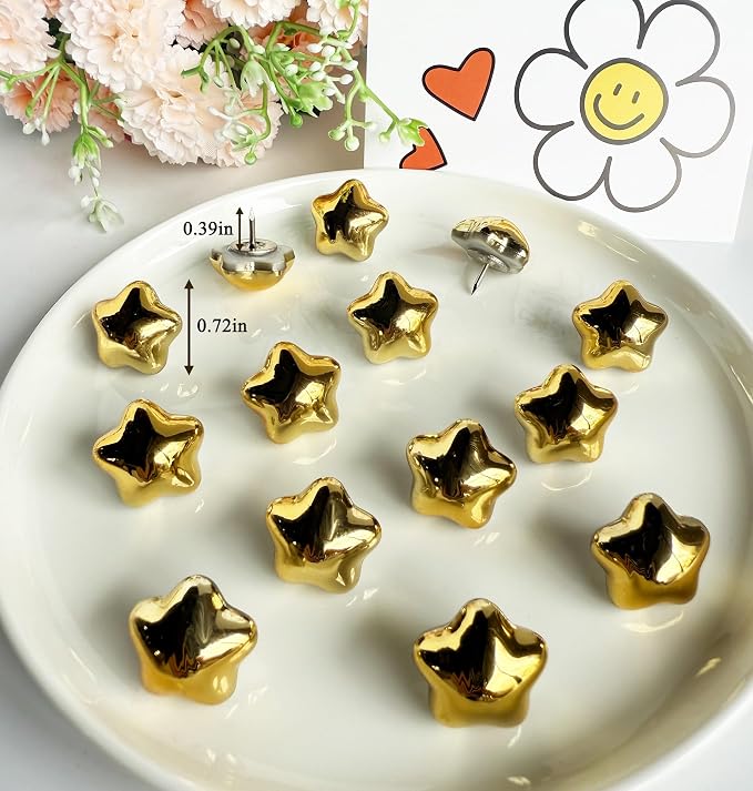 Gold Push Pins for Wall, Thumb Tacks for Bulletin Board, Cute Decorative - Image 6
