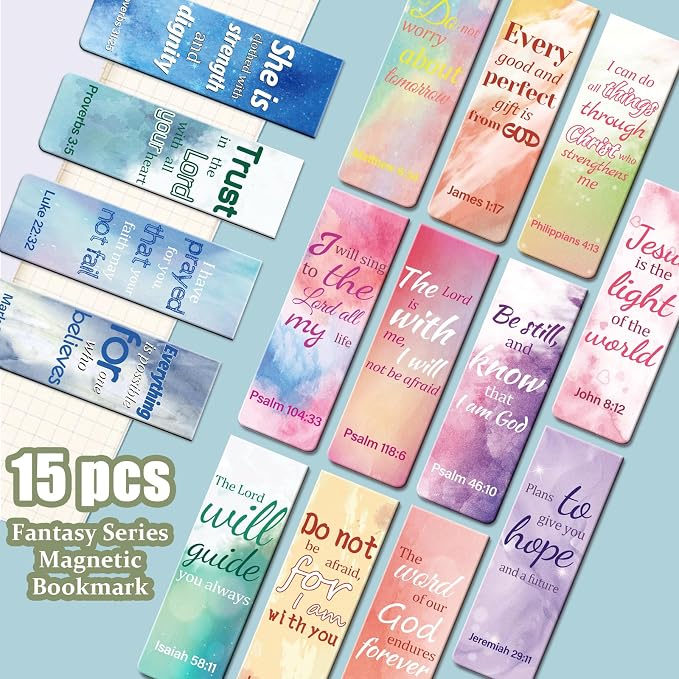Magnetic Bookmarks, Tumwisk 15PCS Large Bible Quotes Christian Bookmarks - Image 4