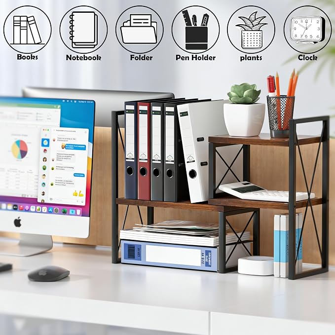 Yelinkws Desktop Shelf Organizer, Small Bookshelf - Image 3