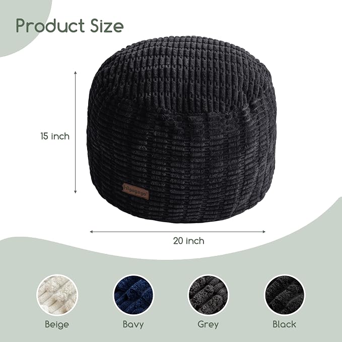 HIGOGOGO Pouf Ottoman Stuffed Round Modern Foam Filled Foot Rest Poufs - Image 2