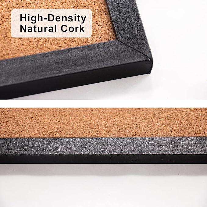 Black Cork Board Bulletin Board, 14.6"X 11" Cork Board, Oak Wood Finish Frame - Image 5