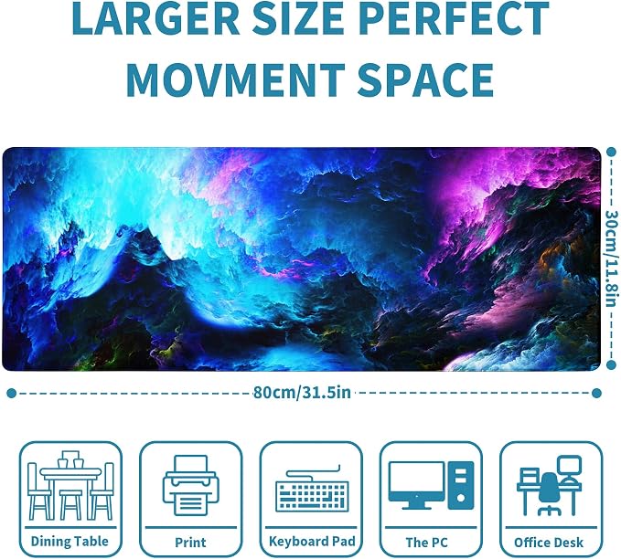 Dazzling Galaxy Gaming Mouse Pad Blue Desk Mat XL Mouse Gaming Pads, Starry Sky - Image 2