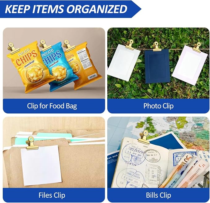 30 Pack Small Bull Clips 1.22 Inch Mini Metal Hinge Clips Binder Paper Hinge - Image 5