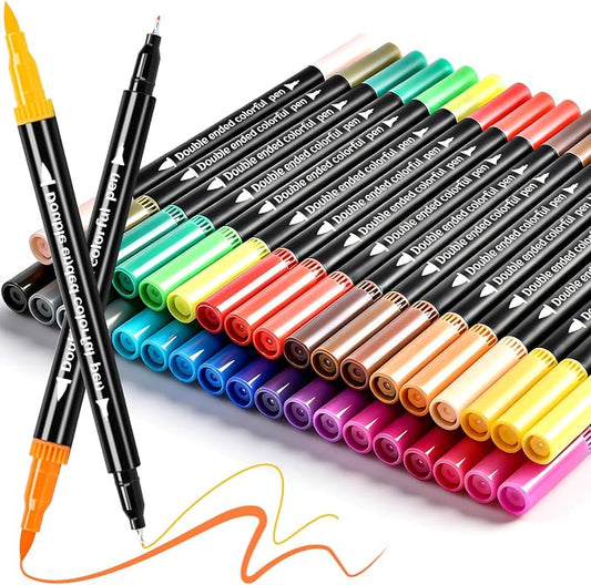 Coloring Markers, Dual Fine Tip And Brush Tip Markers Pens by Unknown