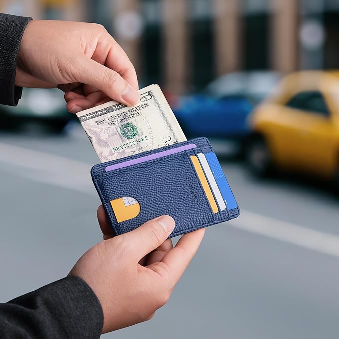 Buffway Slim Minimalist Front Pocket RFID Blocking Leather Wallets - Image 6