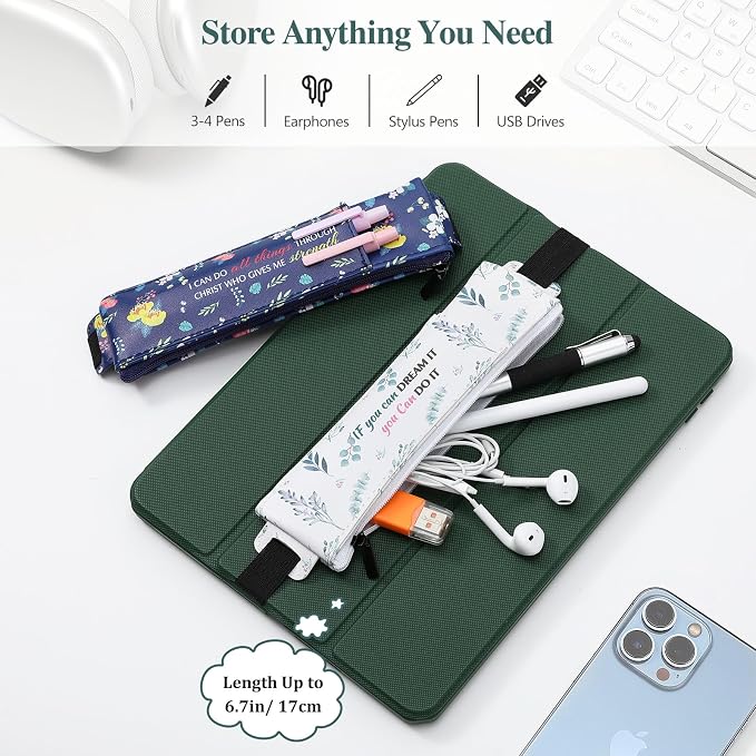 MoKo Elastic Pen Holder for Notebook, 4 Pieces PU Leather Pencil Case - Image 3