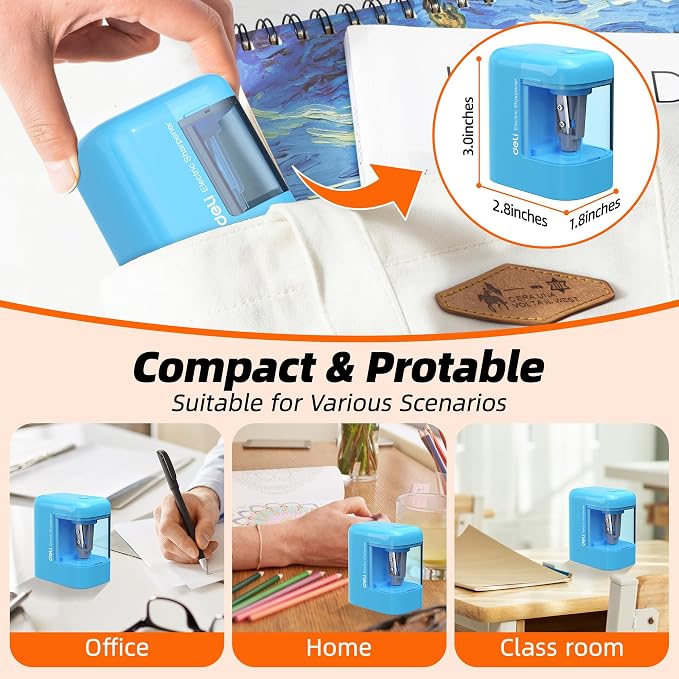deli Electric Pencil Sharpener, Portable Pencil Sharpener - Image 5