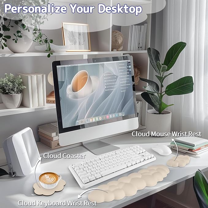 Sushret Cloud Wrist Rest Keyboard, Cloud Keyboard Wrist Pad Set - Image 2