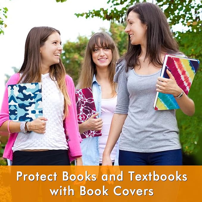feela 12 Pack Jumbo Fabric Book Covers, Stretchable Washable Durable Reusable Nylon, for Hardcover Textbooks Notebooks up to 9'x11', 12 Patterns-DeskLoop Office