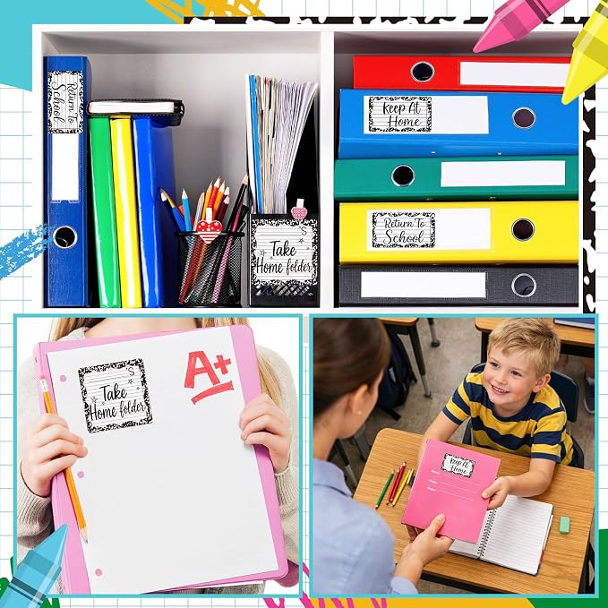 600 Pcs 3 Rolls Student Homework Folder Labels Take Home Folder Return to - Image 8