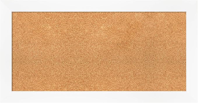 Amanti Art Natural Cork Board for Wall, 17x33 Vision Board with White Frame, Medium Corkboard Office Decor for Home Organization, Modern Corkboard Pinboard to Display Items for Home Organization in-DeskLoop Office