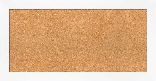 Amanti Art Natural Cork Board for Wall, 17x33 Vision Board with White Frame, Medium Corkboard Office Decor for Home Organization, Modern Corkboard Pinboard to Display Items for Home Organization in-DeskLoop Office