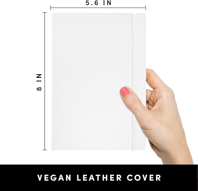 PAPERAGE Blank Journal Notebook, (White), 160 Pages, Medium 5.6 in x 8 in - 100 GSM Thick Paper – Hardcover Journaling Notebook for Work, School, Note Taking or Sketching-DeskLoop Office