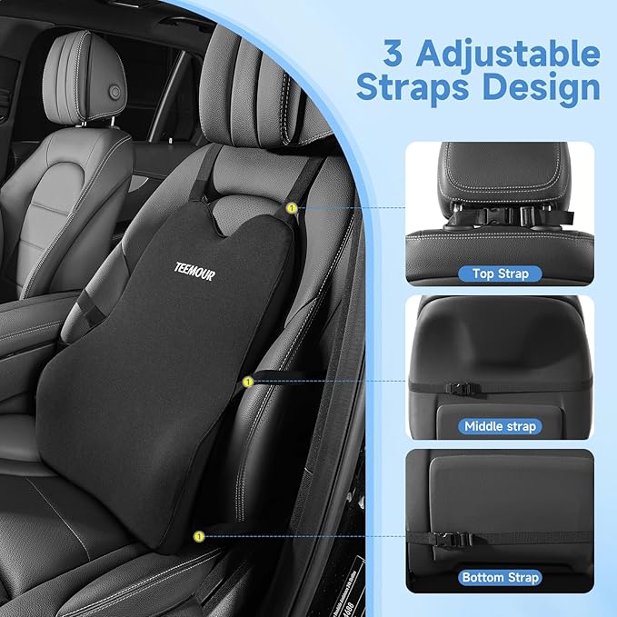 Teemour Lumbar Support Pillow for Car Seat, Memory Foam Back Support Pillow - Image 4