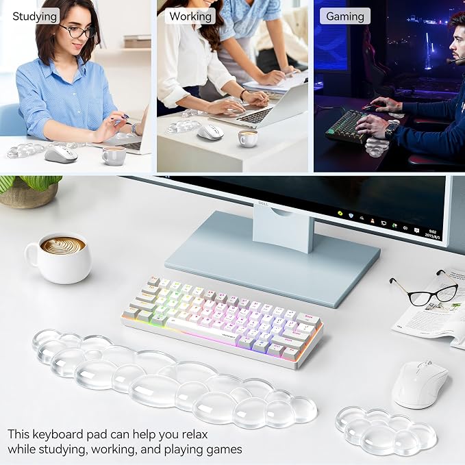 TECKNET Gel Cloud Wrist Rest Set, Cloud Wrist Rest - Image 7