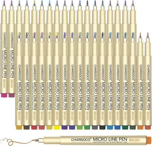 CHARSOCO Arts Sign Brush Pen, Felt Tip Water Based Ink by CHARSOCO