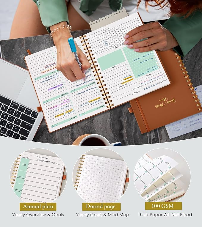 Undated Weekly and Monthly Planner, B5 Large Weekly To Do List Notebook - Image 5