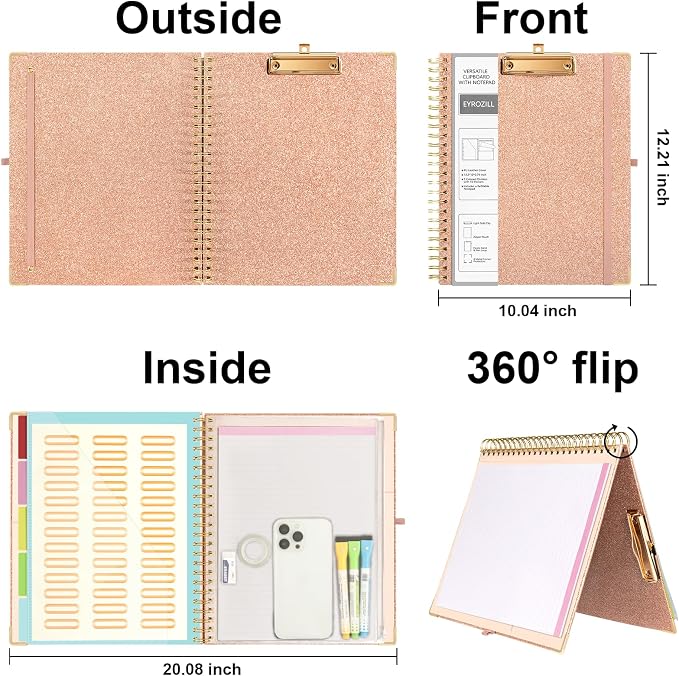 EYROZILL Clipboard Folio with Refillable Lined Notepad - Image 2