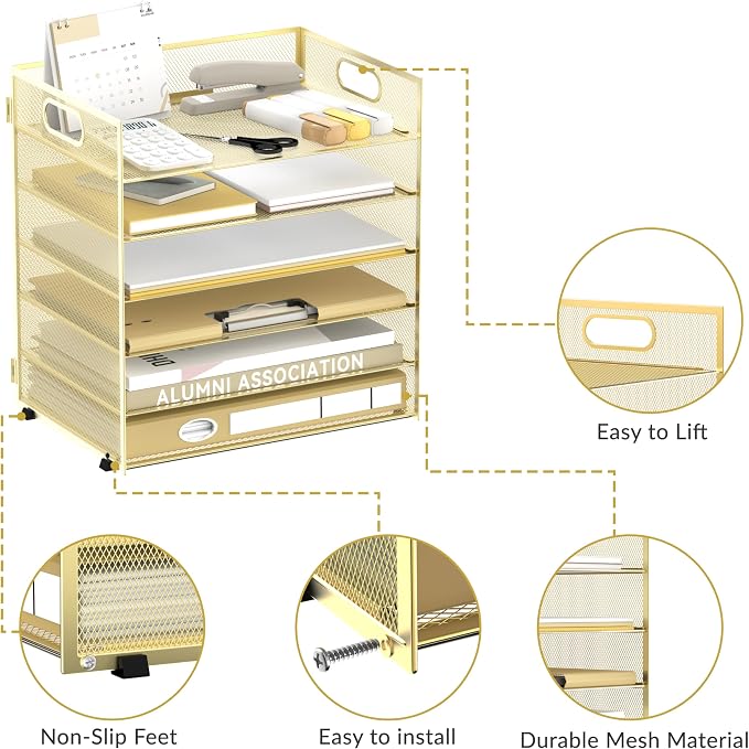 Daltack 6 Tier Paper Organizer for Desk, Paper Letter Tray Organizer for Desks - Image 4