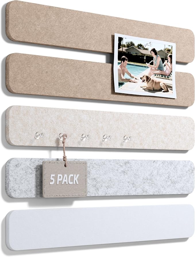 Fluxynara Cork Board Alternative Felt Strip Board 5-Pack 13"x2", Office Pin by FLUXYNARA