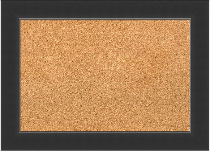 Amanti Art Natural Cork Board for Wall, 21x29 Vision Board with Black Wood Frame, Medium Corkboard Office Decor for Home Organization, Modern Corkboard Pinboard to Display Items for Home Organization-DeskLoop Office