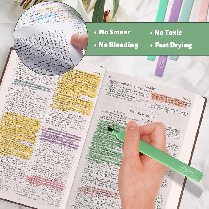 Vitoler Bible Highlighters, Aesthetic Cute Colorful Markers No Bleed, Cute - Image 3