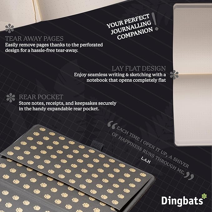 Dingbats* Wildlife Lined Writing Journal Notebook A5 - Vegan Leather Hardcover - Ideal for Work, Travel - Pocket, Elastic Closure, & Bookmark-DeskLoop Office