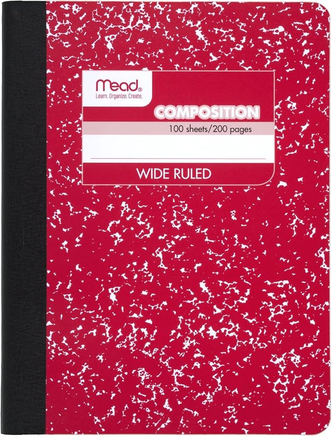 Mead Composition Notebook, Wide Ruled Paper, 7-1/2" x 9-3/4", 100 Sheets by Mead
