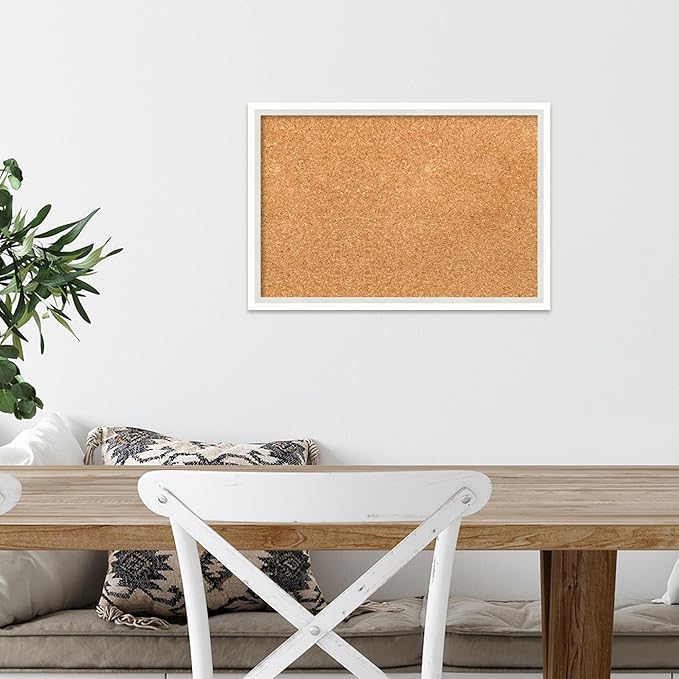 Amanti Art Natural Cork Board for Wall, 13x19 Vision Board with White Frame, Small Corkboard Office Decor for Home Organization, Modern Corkboard Pinboard to Display Items for Home Organization in-DeskLoop Office