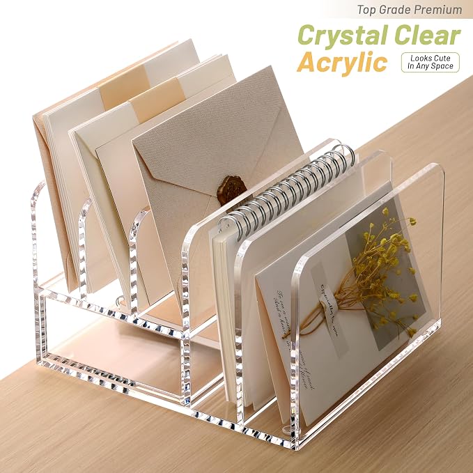 SANRUI Desk Organizers and Accessories, Acrylic Mail Organizer Countertop - Image 4