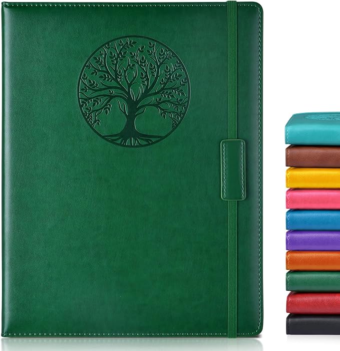 Lined Journal Notebook for Women Men,256 Pages A4 Large Hardcover Leather Journals for Writing,Travel,Business,Work,School,College Ruled Notebooks for Note Taking,Diary Notepad 8.6"×11" (Green)-DeskLoop Office