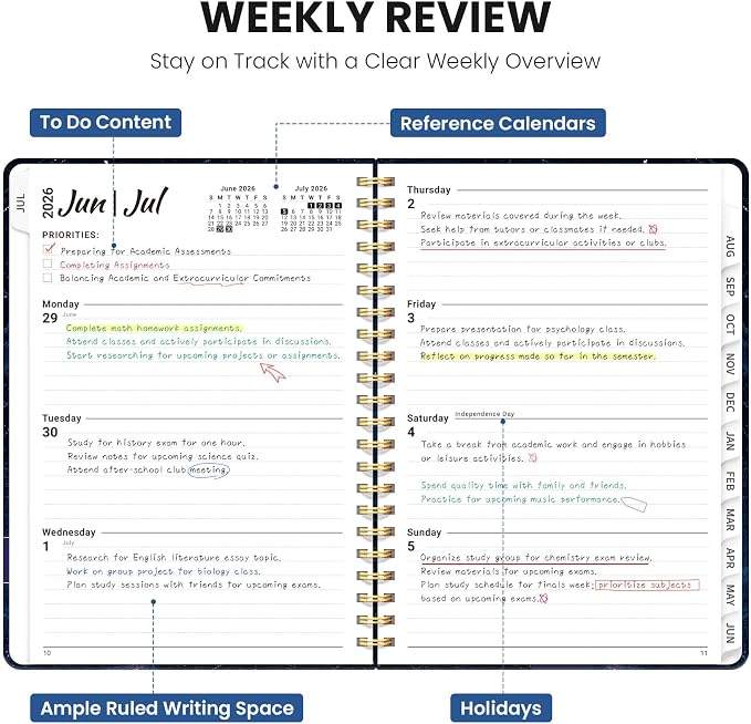 Planner 2026-2027, Hardcover Monthly and Weekly Academic Planner July 2026 - Image 3
